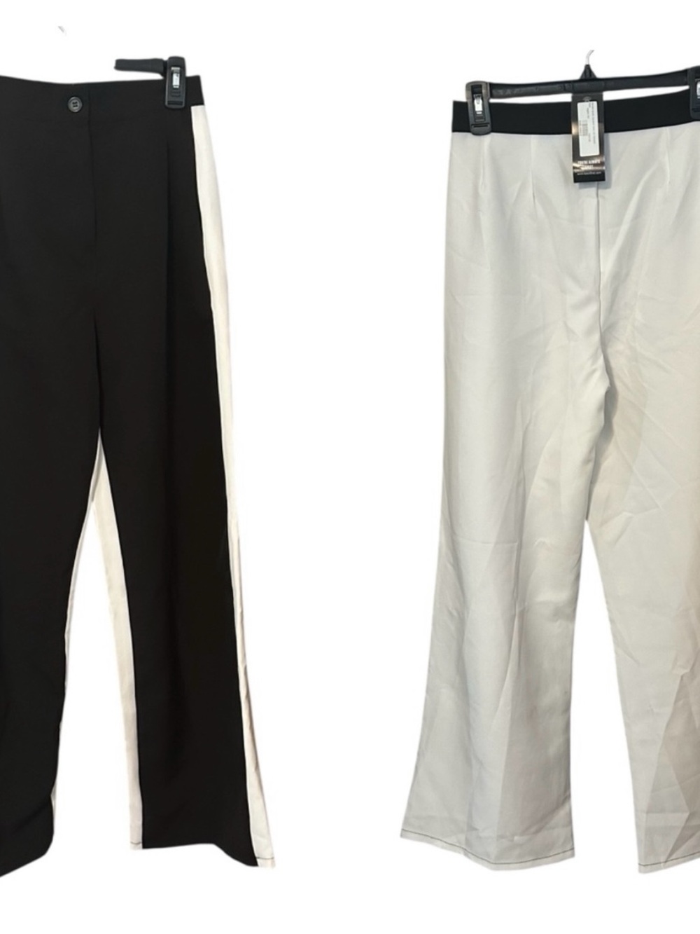 I Saw It First Wide Leg Trousers Side Stripe Contrast Black White Size 8